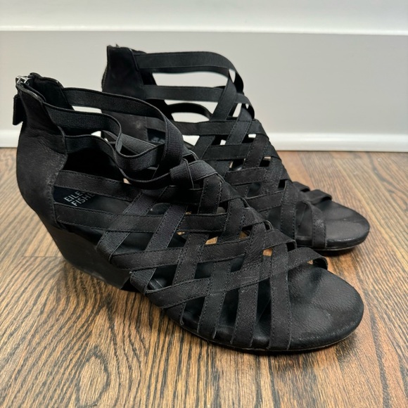 Eileen Fisher Oodle Black Strappy Heeled Sandals size 9 - Picture 1 of 7